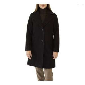Nine West Timeless Trench Long‎ Coat Black Size 2XL 2 Button Business Classic